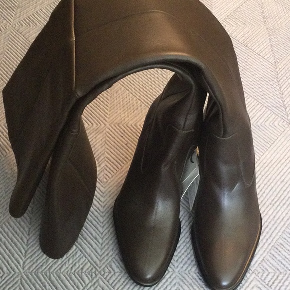 Zara 6.5 eu 37 brown leather high heel over the knee boots - Picture 3 of 13